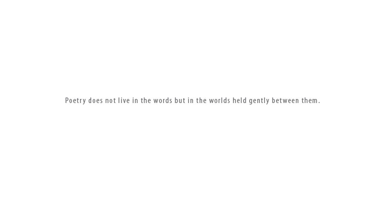 Poetry does not live in the words but in the worlds held gently between them.